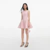Pink Boucle Sleeveless Mini Dress