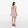 Pink Boucle Sleeveless Mini Dress
