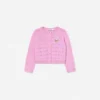 Pink Bow Pointelle Knit Cardigan