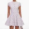 Pink Check Knit Beaded Mini Dress