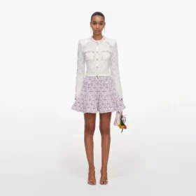 Pink Check Knit Mini Skirt