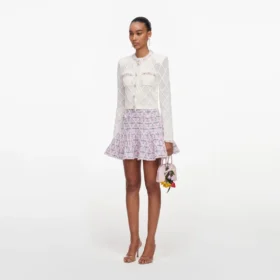 Pink Check Knit Mini Skirt