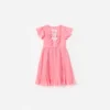 Pink Chiffon Lace Trim Dress Pink Chiffon Lace Trim Dress