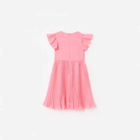Pink Chiffon Lace Trim Dress