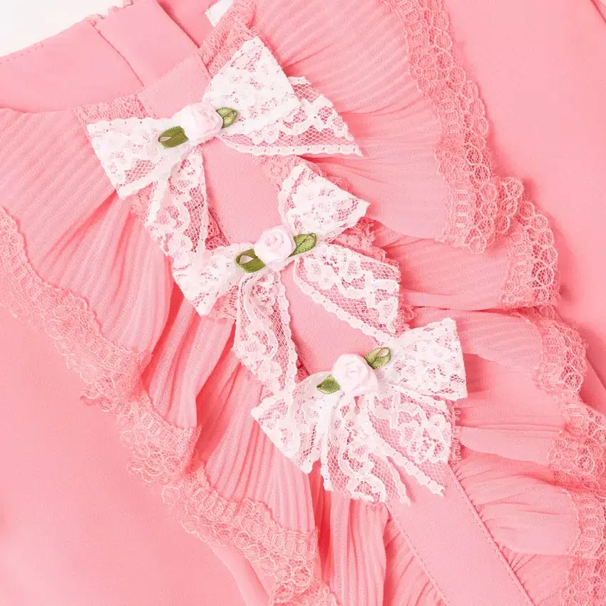 Pink Chiffon Lace Trim Dress Pink Chiffon Lace Trim Dress