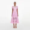 Pink Cord Lace Midi Dress