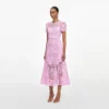 Pink Cord Lace Midi Dress