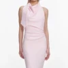 Pink Crepe Halter Neck Maxi Dress