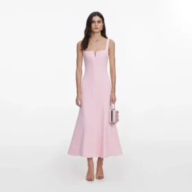 Pink Crepe Midi Dress