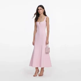 Pink Crepe Midi Dress