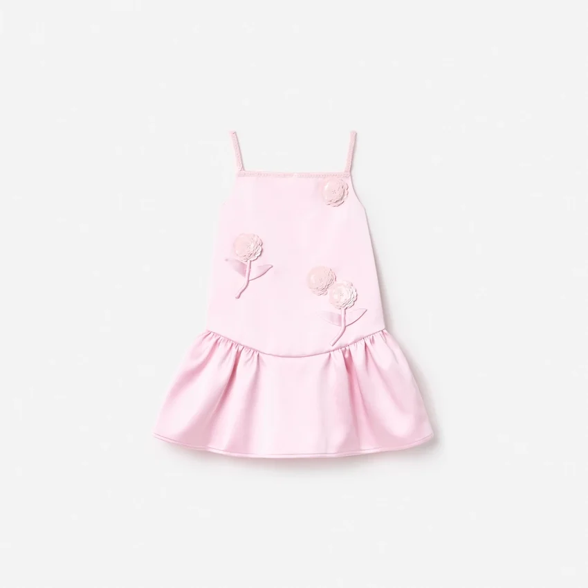 Pink Crepe Sequin Flower Dress Pink Crepe Sequin Flower Dress