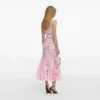 Pink Crochet Lace Midi Dress