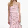 Pink Crochet Lace Midi Dress
