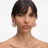Pink Crystal Flower Earrings