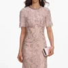 Pink Embellished Cape Midi Dress