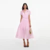 Pink Embroidered Midi Dress