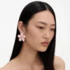 Pink Enamel Flower Earrings
