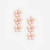 Pink Enamel Flower Tiered Earrings