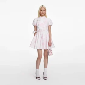 Pink Floral Cotton Drape Mini Dress