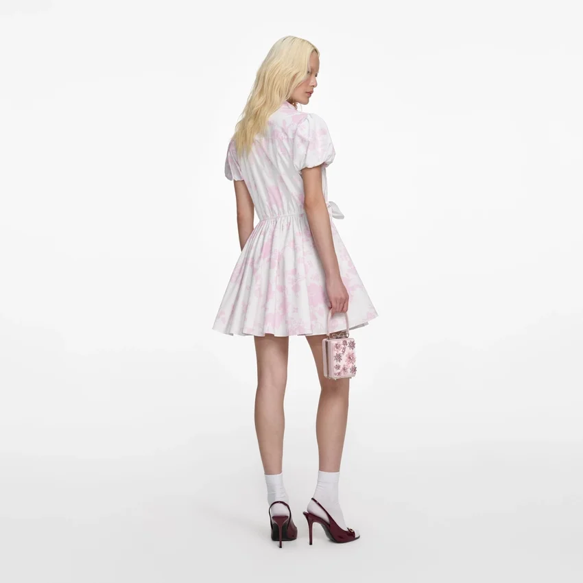 Pink Floral Cotton Drape Mini Dress Pink Floral Cotton Drape Mini Dress