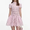 Pink Floral Lace Mini Dress