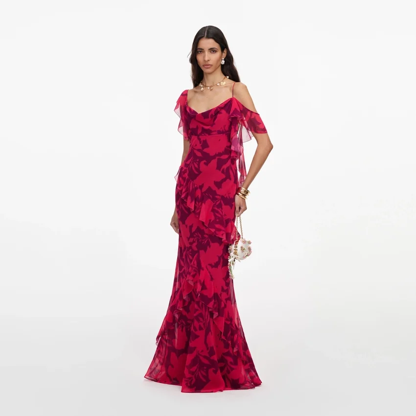 Pink Floral Ruffle Maxi Dress Pink Floral Ruffle Maxi Dress