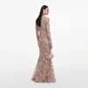 Pink Floral Sequin Maxi Dress