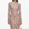 Pink Floral Sequin Maxi Dress