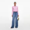 Pink Flower Embroidered Knit Cardigan