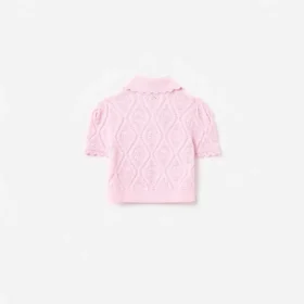 Pink Flower Embroidered Knit Top
