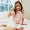 Pink Flower Embroidered Knit Top