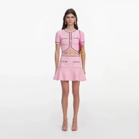 Pink Flower Knit Mini Skirt
