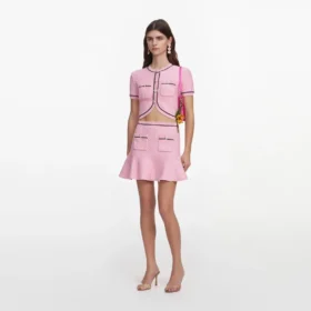 Pink Flower Knit Mini Skirt