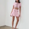Pink Flower Knit Mini Skirt
