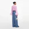 Pink Georgette Feather Cuff Blouse