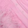 Pink Georgette Feather Cuff Blouse