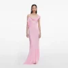 Pink Georgette Frill Maxi Dress