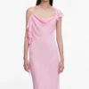Pink Georgette Frill Maxi Dress