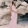 Pink Georgette Frill Maxi Dress