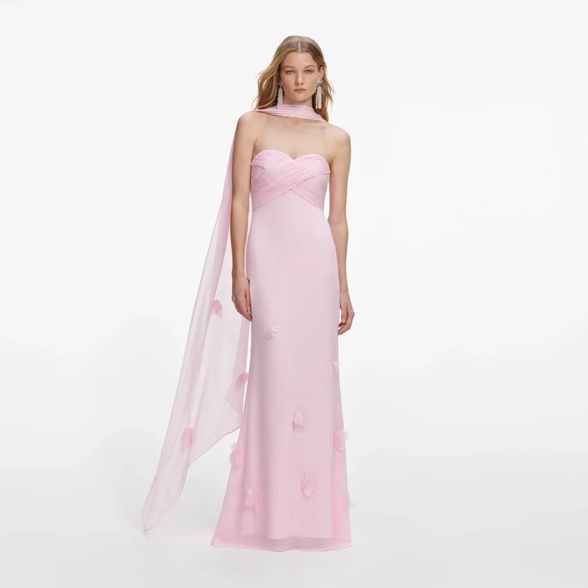 Pink Georgette Scarf Maxi Dress Pink Georgette Scarf Maxi Dress
