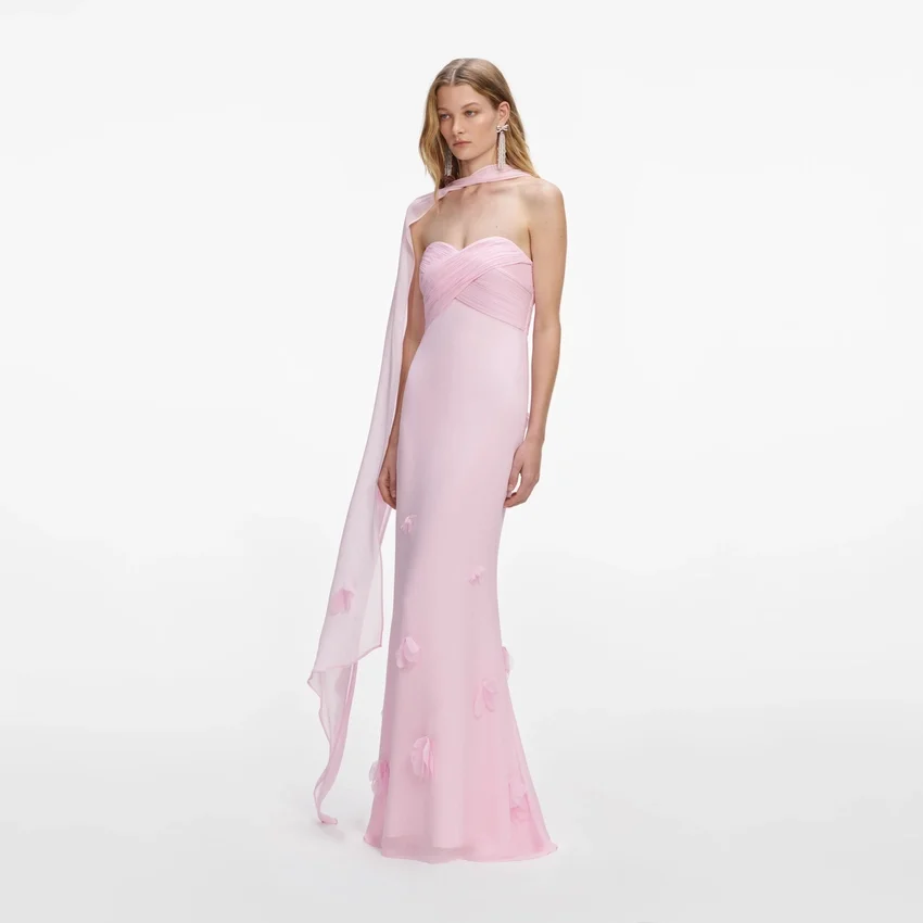 Pink Georgette Scarf Maxi Dress Pink Georgette Scarf Maxi Dress