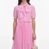 Pink Georgette Tie Neck Midi Dress Pink Georgette Tie Neck Midi Dress