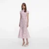 Pink Guipure Lace Midi Dress