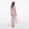 Pink Guipure Lace Midi Dress