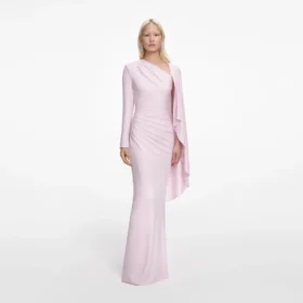 Pink Jersey Drape Maxi Dress