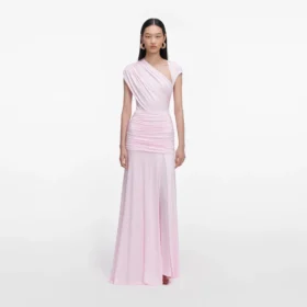 Pink Jersey Draped Maxi Dress