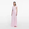 Pink Jersey Draped Maxi Dress