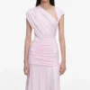 Pink Jersey Draped Maxi Dress