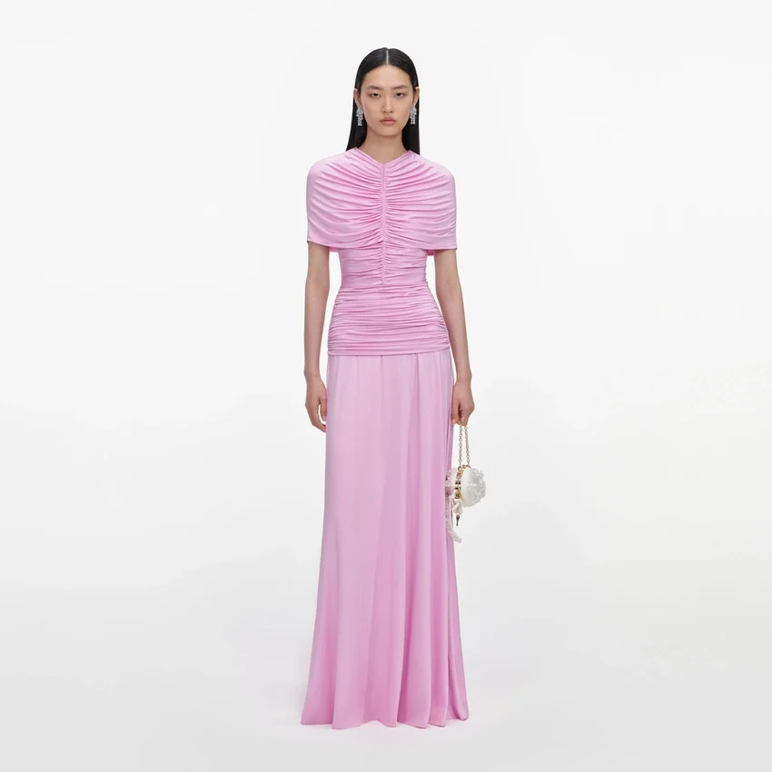 Pink Jersey Gathered Maxi Dress Pink Jersey Gathered Maxi Dress