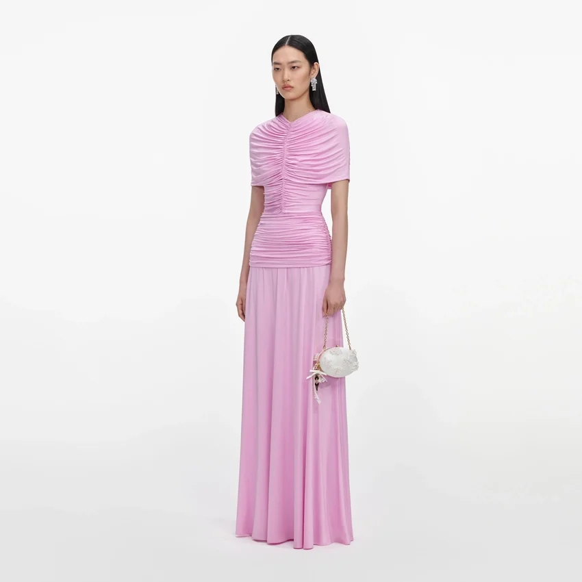 Pink Jersey Gathered Maxi Dress Pink Jersey Gathered Maxi Dress